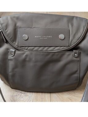 Marc Jacobs Olive Taupe Nylon Crossbody Preppy Bag with Silver Hardware